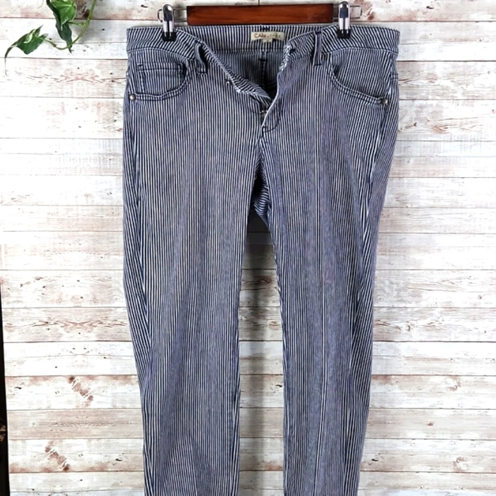 CAbi, women's blue/white stripe jeans, back pockets, great condition, Sz… - Picture 12 of 14